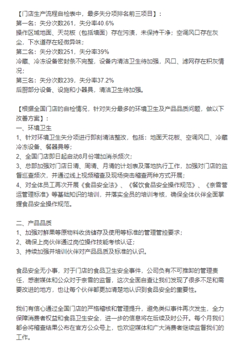 截圖自奈雪的茶微博8月3日晚間的回應(yīng)。