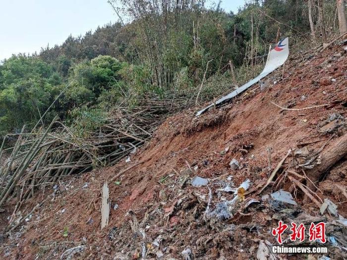 東航客機(jī)墜機(jī)現(xiàn)場。 通訊員 江懷鵬 武警廣西梧州支隊(duì)提供