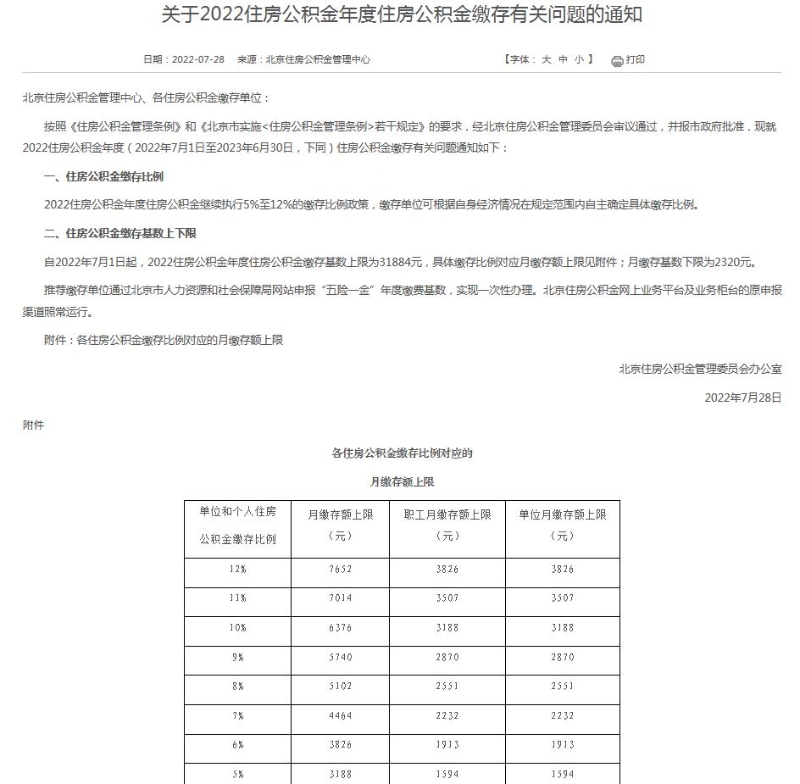 北京住房公積金管理中心網(wǎng)站信息截圖。