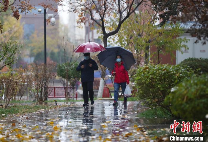 資料圖：市民雨中出行。　于晶 攝