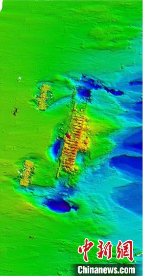 長(zhǎng)江口二號(hào)古船多波束聲吶圖。國(guó)家文物局供圖