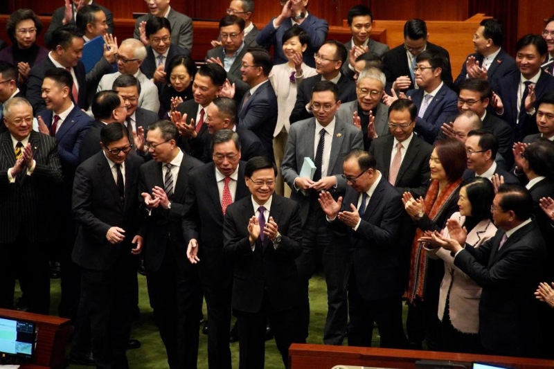 2024年3月19日，香港特區(qū)立法會全票通過《維護(hù)國家安全條例》。（圖源：新華社）