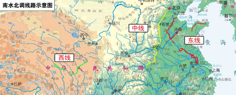 南水北調(diào)線路示意圖。（圖源：水利部網(wǎng)站）