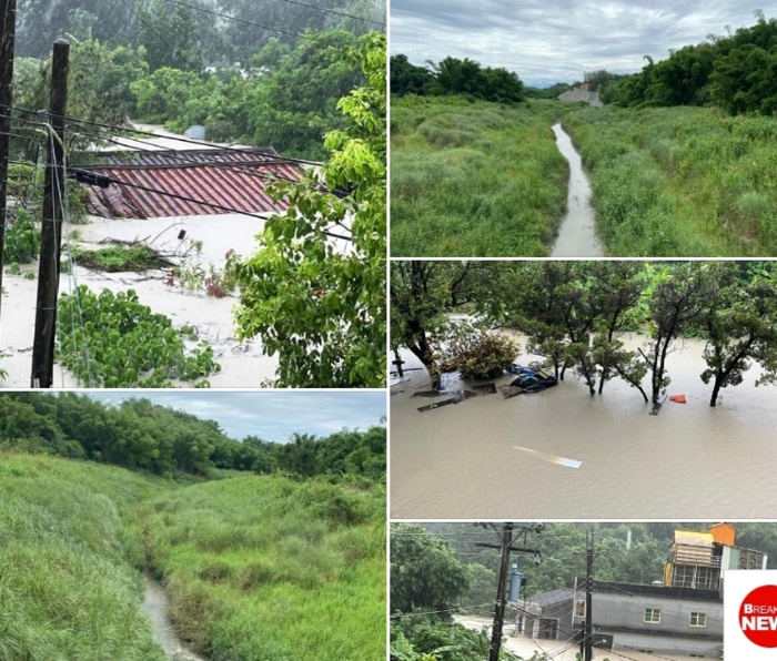 高雄市田寮區(qū)淹水災(zāi)情慘重，房子幾乎快被滅頂